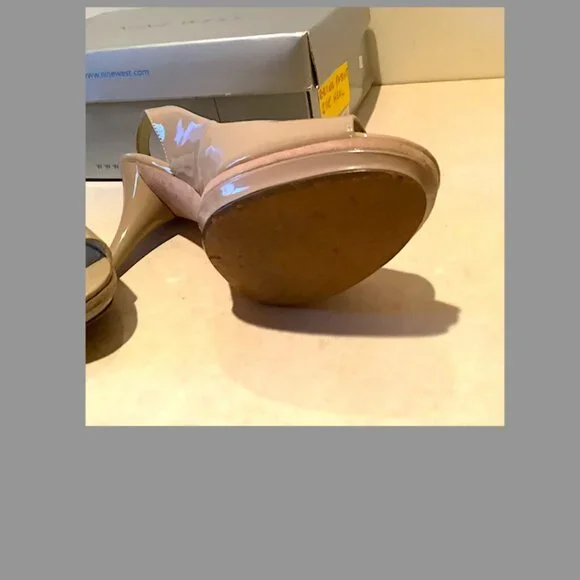 Nine West Beige Patent leather Peep-toe Slingback sandals - Picture 10 of 14